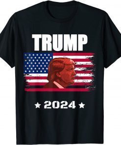 Trump 2024 American Flag Trump Lover Gift Let's Go Brandon T-Shirt
