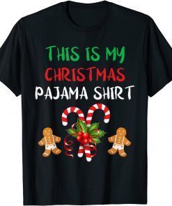 Funny Candy Cane Pajamas For Boys Girls Kids Funny Christmas T-Shirt
