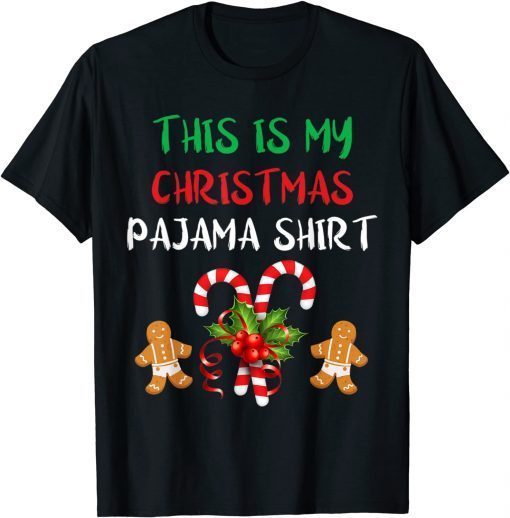 Funny Candy Cane Pajamas For Boys Girls Kids Funny Christmas T-Shirt