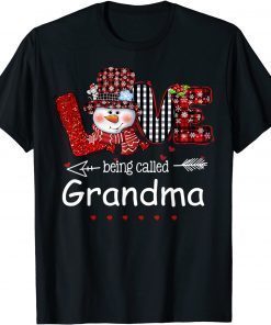 Love Being Called Grandma Snowman Christmas Red Plaid Xmas Gift Tee Shirts