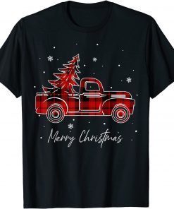 Merry Christmas Buffalo Truck Tree Red Plaid Pajamas Gift Tee Shirts