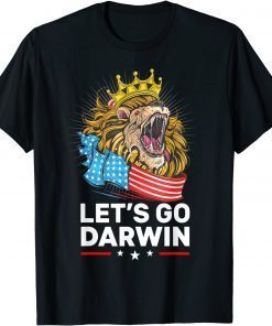 Funny Let’s Go Darwin Funny Vintage US Flag Lion Lets Go Darwin Tee Shirts