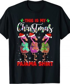 Official This Is My Christmas Pajama Santa Flamingo Lovers Girls Xmas T-Shirt