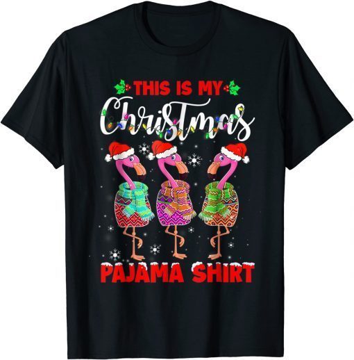 Official This Is My Christmas Pajama Santa Flamingo Lovers Girls Xmas T-Shirt