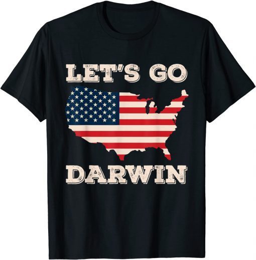 Funny Let’s Go Darwin Vintage American Flag T-Shirt