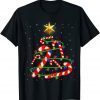 T-Shirt Christmas Candy Cane Funny Xmas Tree Light Gifts