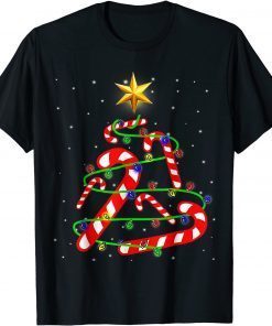 T-Shirt Christmas Candy Cane Funny Xmas Tree Light Gifts