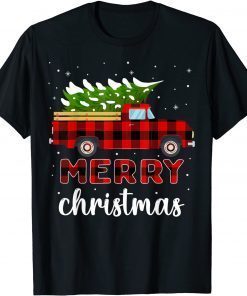 Merry Christmas Buffalo Truck Tree Red Plaid For Men Women T-Shirt