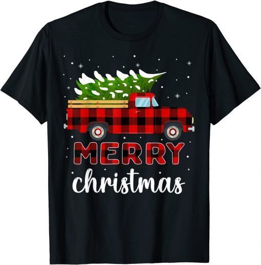 Merry Christmas Buffalo Truck Tree Red Plaid For Men Women T-Shirt