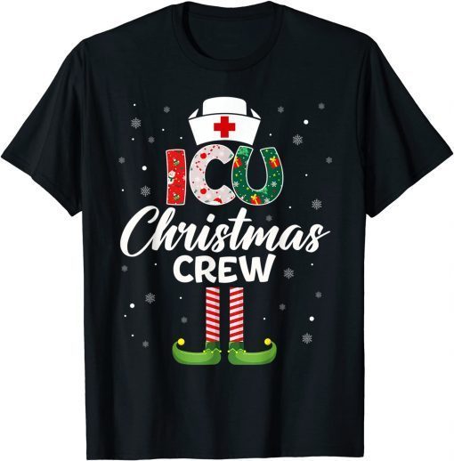 2022 ICU Nurse Christmas Scrubs For Women Pajamas Funny T-Shirt