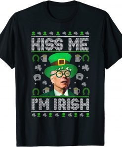 Kiss Me I'm Irish Joe Biden Leprechaun Ugly St Patrick's Day Funny T-Shirt