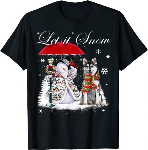 Siberian Husky Santa Dog Christmas Snowman Xmas Pajama T-Shirt