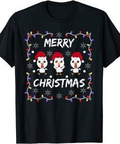 2022 Merry Christmas Chicken Santa Hat Lights Xmas Funny T-Shirt