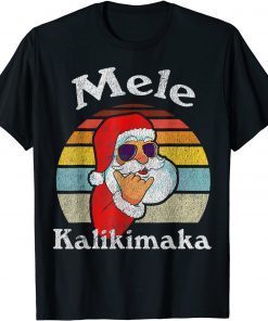 Mele Kalikimaka Retro Christmas Santa Shaka Hawaii T-Shirt