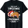 This is my Christmas Pajama Funny Sleeping Kawaii Sloth Snow T-Shirt