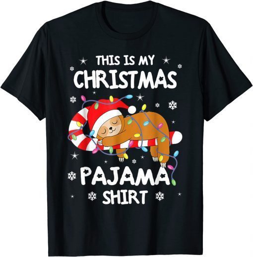 This is my Christmas Pajama Funny Sleeping Kawaii Sloth Snow T-Shirt