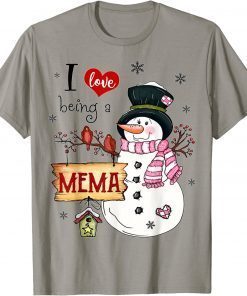 Official I love Being A Mema Snowman Christmas Funny Xmas T-Shirt