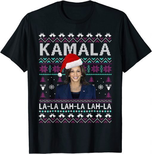 Santa Kamala Ugly Christmas Sweater Meme KamalaLaLaLa T-Shirt