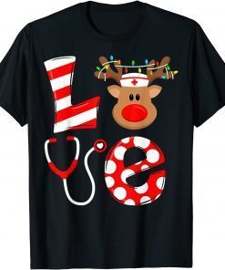 Classic Christmas Nurse Love NICU RN ER Santa Reindeer Nurse Hat Elf T-Shirt