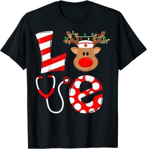 Classic Christmas Nurse Love NICU RN ER Santa Reindeer Nurse Hat Elf T-Shirt