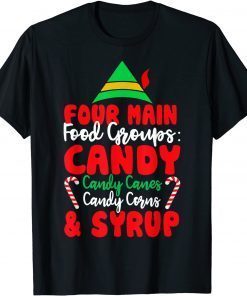 Official Christmas Four Main Food Groups Elf Buddy Xmas Pajama Gifts T-Shirt