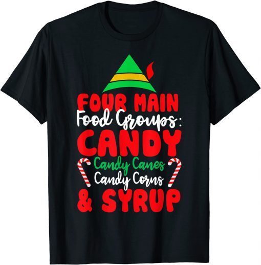 Official Christmas Four Main Food Groups Elf Buddy Xmas Pajama Gifts T-Shirt