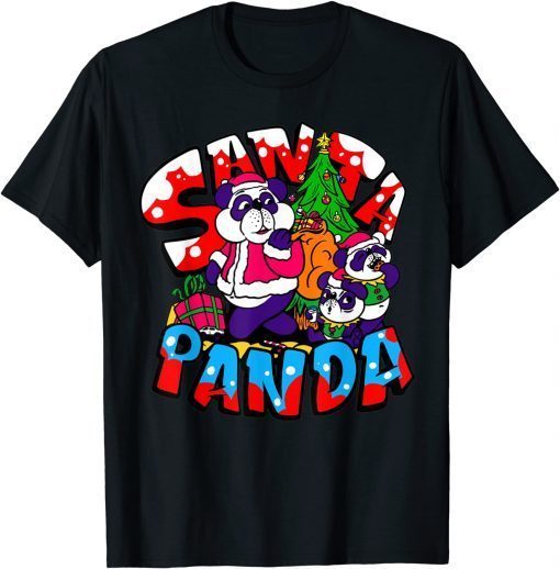 Funny Panda Christmas Tree Light Santa Xmas Tree Santa Panda Lover T-Shirt