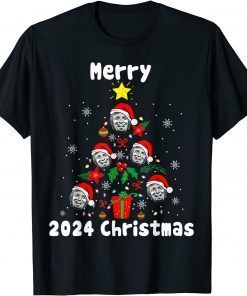 Merry 2024 Christmas with Funny Donald Trump Santa Hat gifts T-Shirt