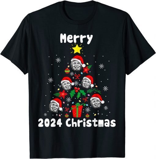 Merry 2024 Christmas with Funny Donald Trump Santa Hat gifts T-Shirt