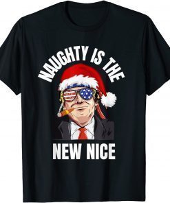 Naughty Is The New Nice Funny Trump Christmas Cigar Holiday 2022 T-Shirt