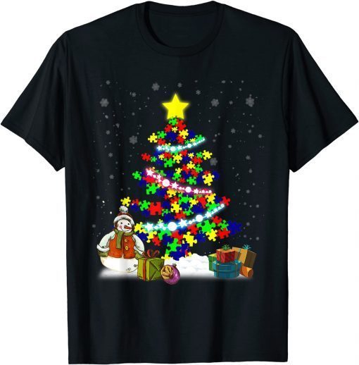 2022 Autism Merry Christmas Autism Awareness Puzzel Xmas Pajama T-Shirt