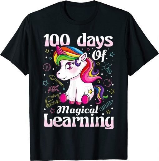 100 Days Of Magical Learning 100th Day Of School Unicorn Gift Shirt