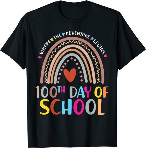 100th Day Of School Teacher - 100 Days Smarter Rainbow Cute Gift T-Shirt