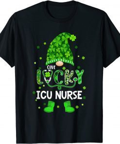 Gnome One Lucky ICU Nurse St Patricks Day Shamrock Classic Shirt
