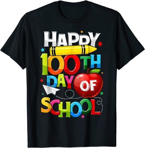 Happy 100th Day Of School Teacher Rainbow - 100 Days Smarter Gift T-Shirt