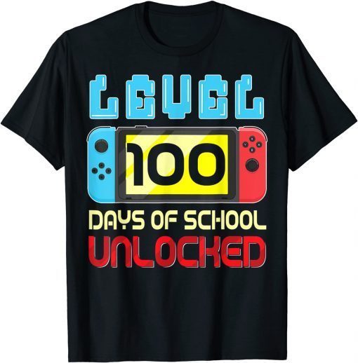 Level 100 Days Of School Unlocked Gamer Video Games T-Shirt