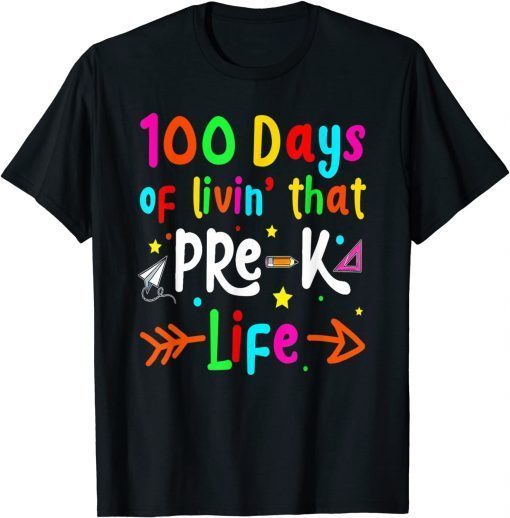 Living 100 Days Of School Pre-k Life Teachers Classic Shirt