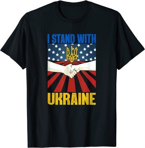 Support I Stand With Ukraine American Ukrainian Flag vintage 2022 T-Shirt