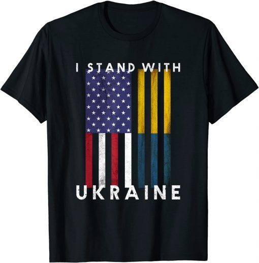 T-Shirt I Stand With Ukraine Ukrainian Lover Vintage Flag