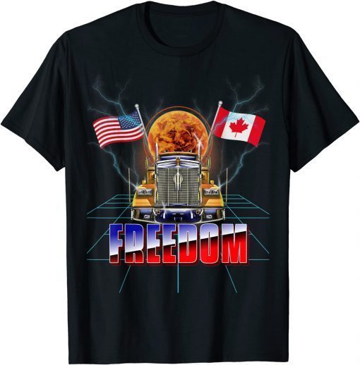TShirt USA American and Canada Flag Freedom Convoy 2022 Trucker