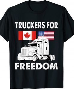 Official American Flag Canada Flag Freedom Convoy 2022 Truck Driver Shirts T-Shirt