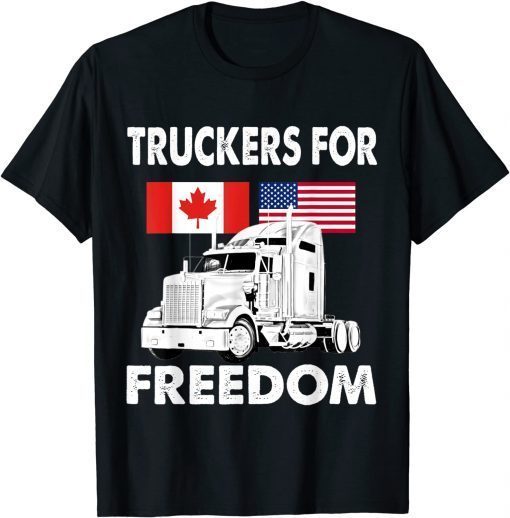 Official American Flag Canada Flag Freedom Convoy 2022 Truck Driver Shirts T-Shirt