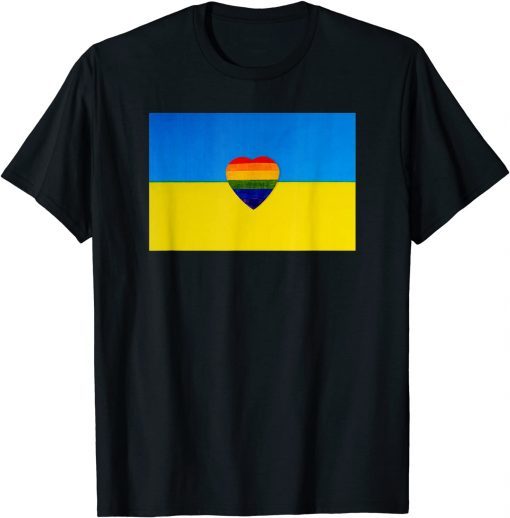 Official Rainbow Heart Ukrainian Distressed Flag Support Ukraine TShirt