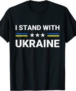 T-Shirt Support I Stand With Ukraine American Ukrainian Flag 2022