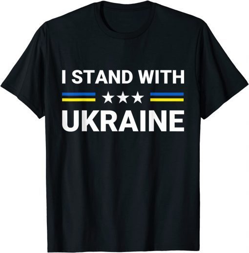 T-Shirt Support I Stand With Ukraine American Ukrainian Flag 2022