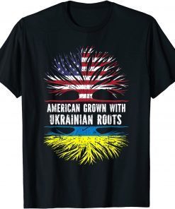 Classic American Grown with Ukrainian Roots USA Flag Ukraine Shirt