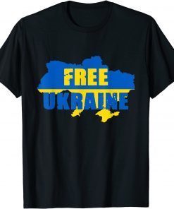 Free Ukraine Ukrainian Flag Ukraine Map I Stand With Ukraine 2022 T-Shirt
