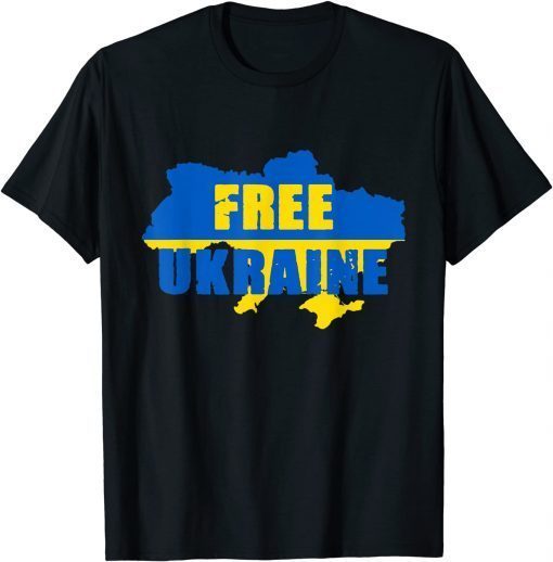 Free Ukraine Ukrainian Flag Ukraine Map I Stand With Ukraine 2022 T-Shirt