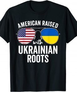 American Raised With Ukrainian Roots Ukraine Flag Tee Shirt