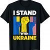 I Stand With Ukraine Support Ukrainian American US Flag T-Shirt